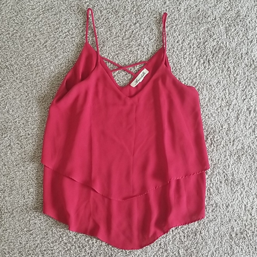 Red tiered tank top